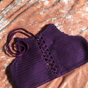 Adjustable Waterproof Deep Purple Crochet Top
